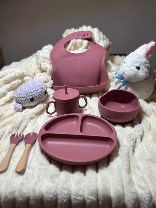 Coffret Repas en Silicone pour Bébé - 6 Pièces | Sécurisé & Antidérapant