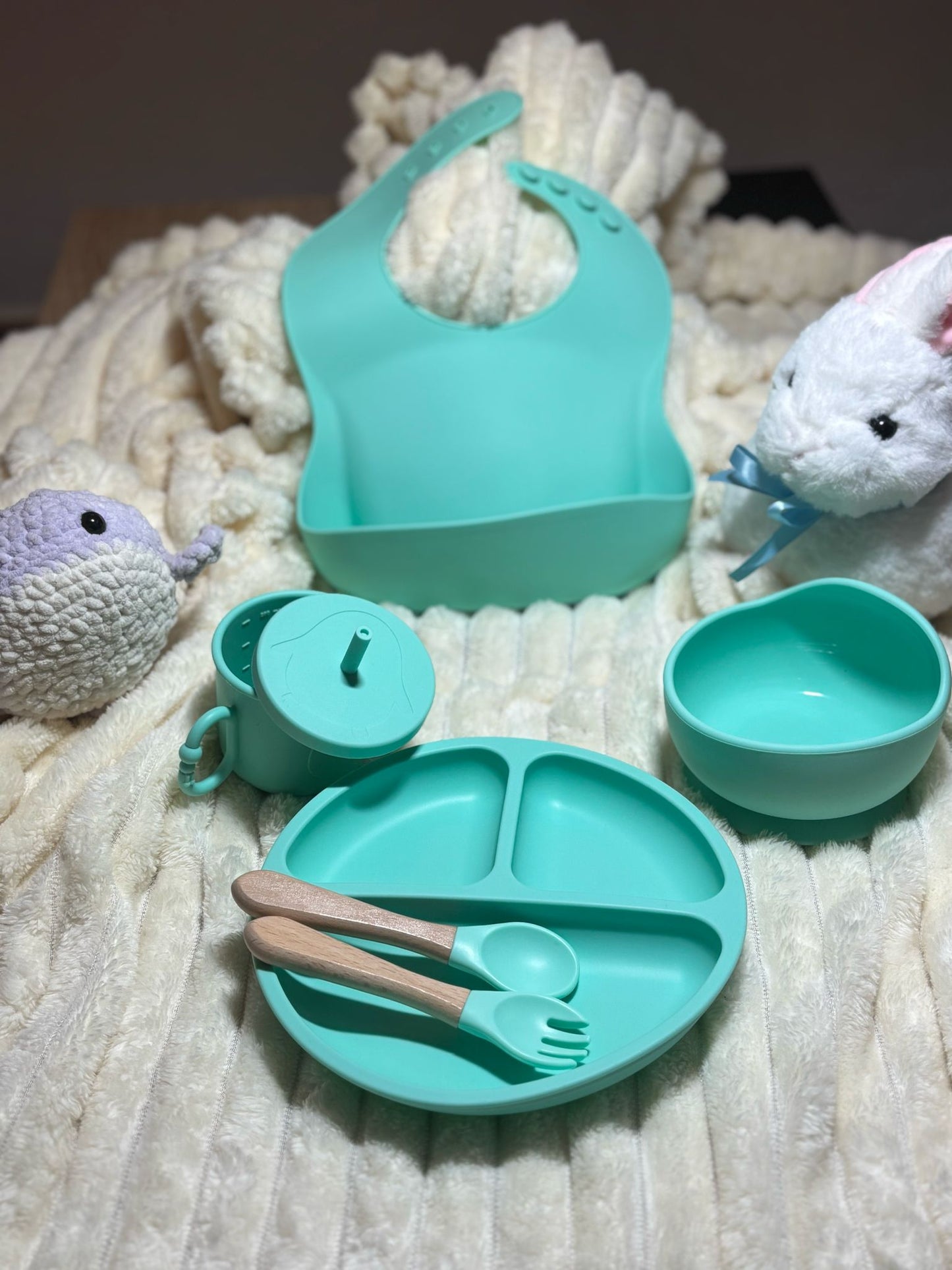 Coffret Repas en Silicone pour Bébé - 6 Pièces | Sécurisé & Antidérapant