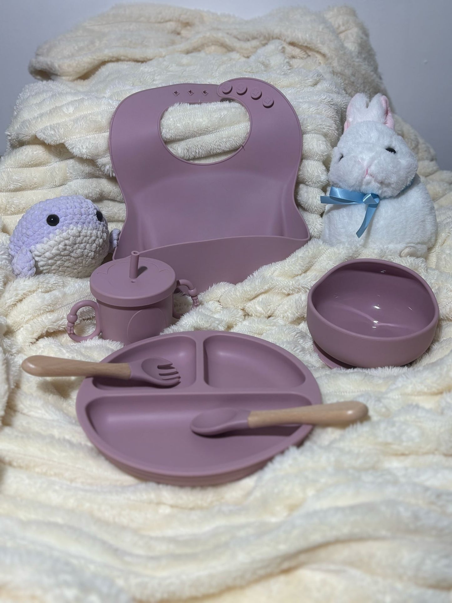 Coffret Repas en Silicone pour Bébé - 6 Pièces | Sécurisé & Antidérapant