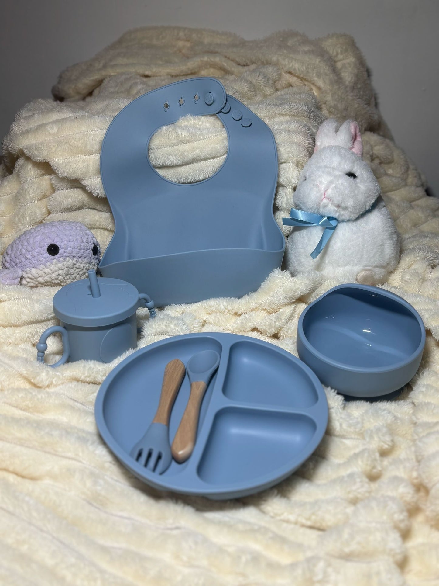 Coffret Repas en Silicone pour Bébé - 6 Pièces | Sécurisé & Antidérapant