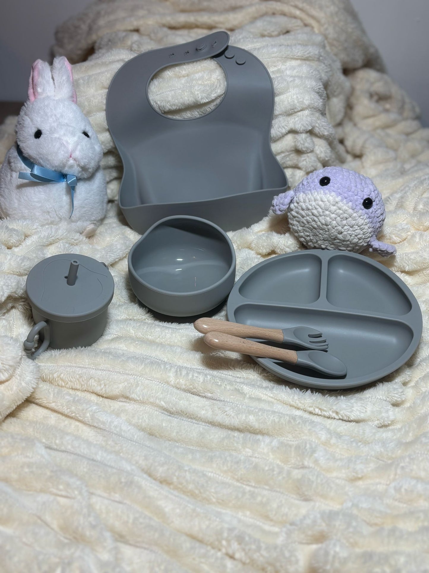 Coffret Repas en Silicone pour Bébé - 6 Pièces | Sécurisé & Antidérapant