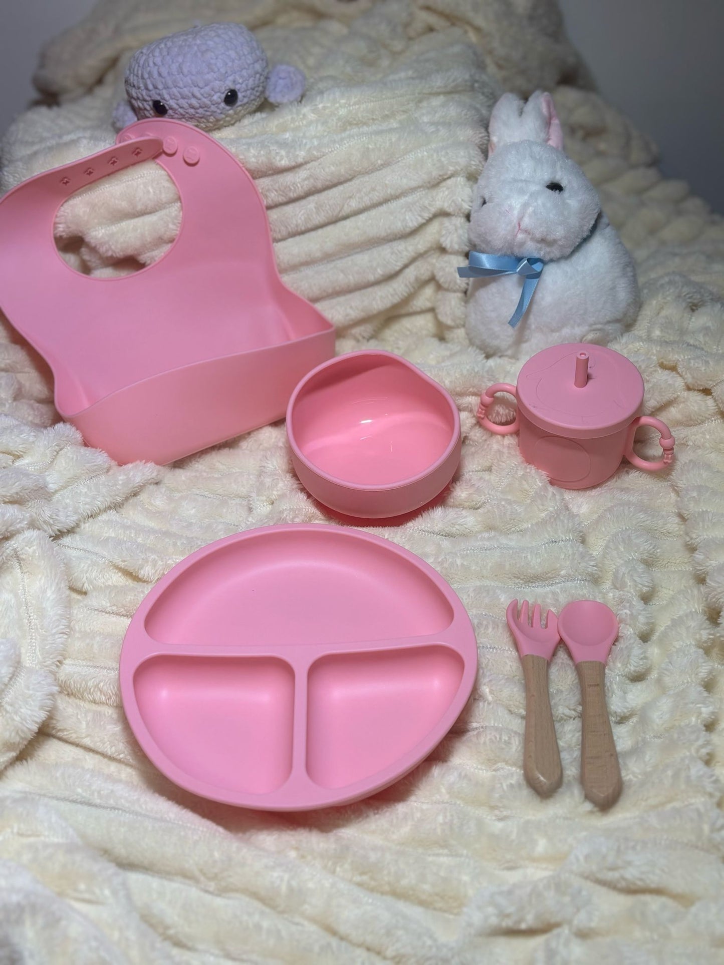 Coffret Repas en Silicone pour Bébé - 6 Pièces | Sécurisé & Antidérapant