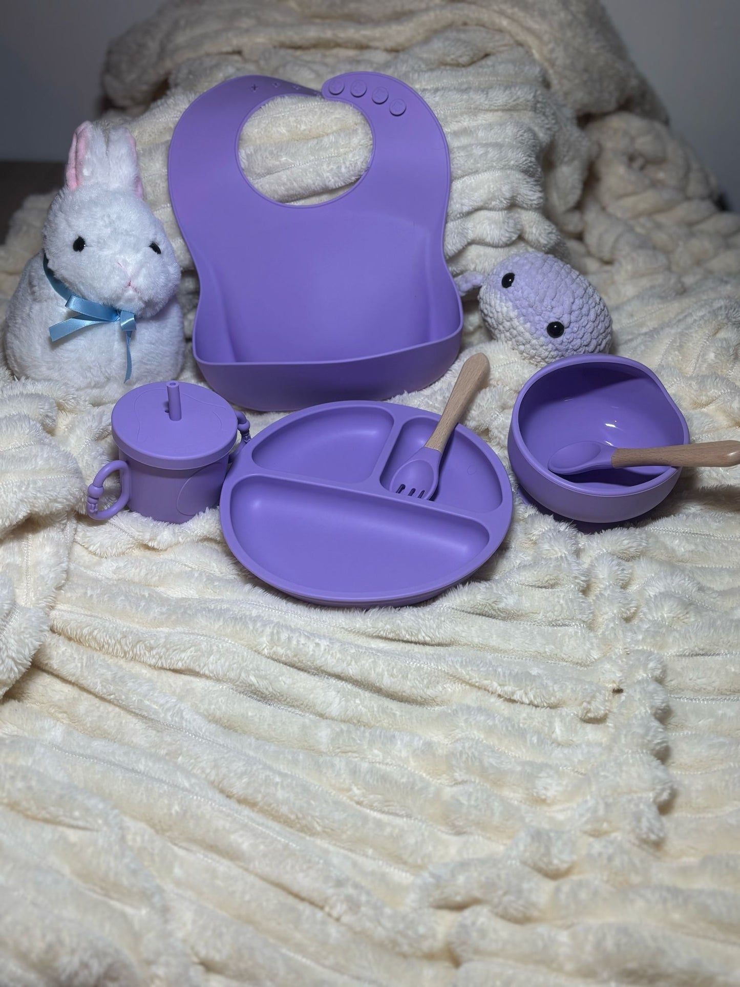 Coffret Repas en Silicone pour Bébé - 6 Pièces | Sécurisé & Antidérapant